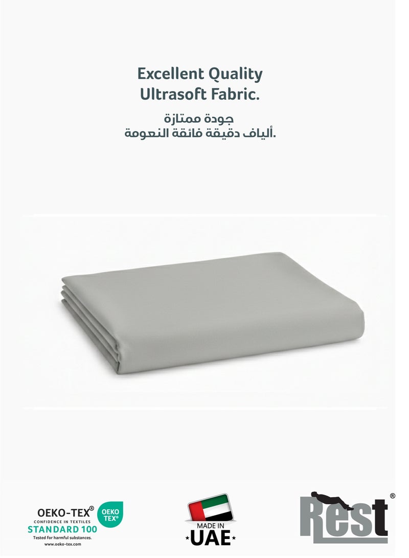 REST Flat Bedsheet 240x260cm Plush Grey Breathable Machine Washbale Bedsheet Extra Soft Easy Fit Highly Breathable Bedding & Linen Cover - Image 5
